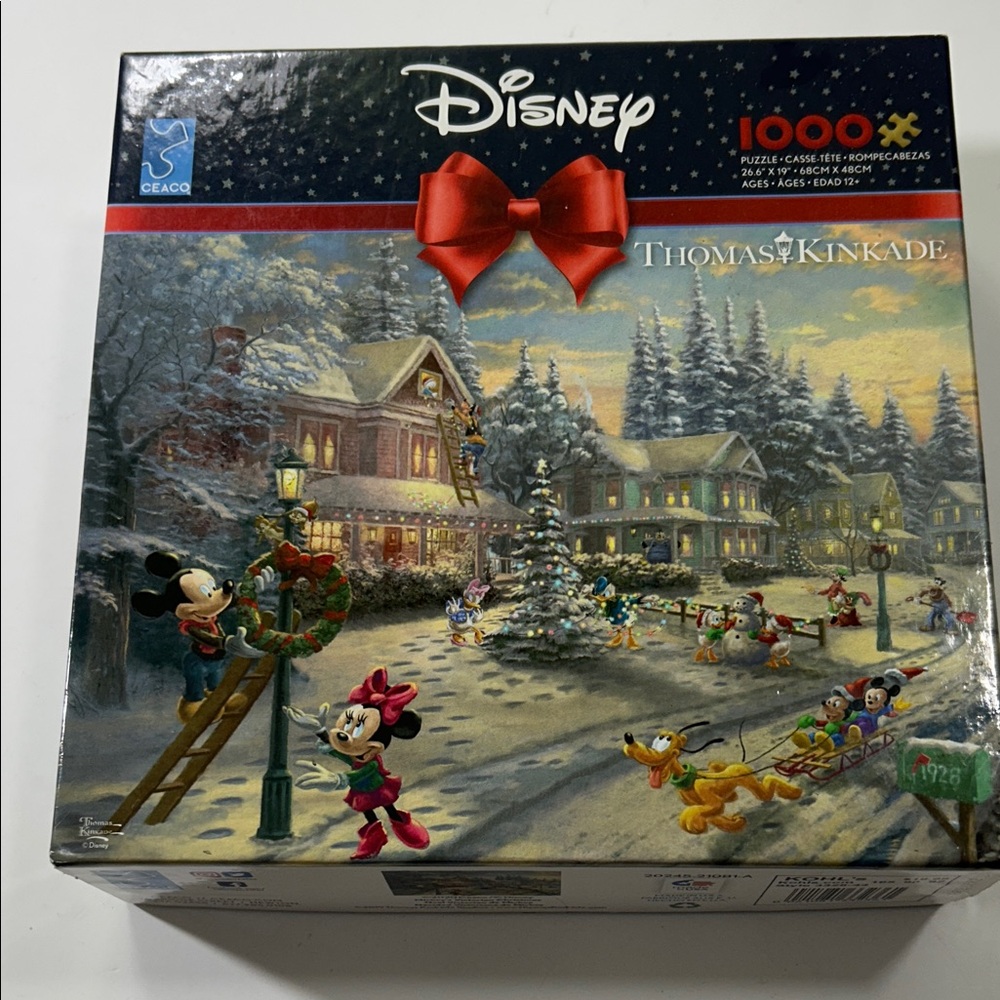 Disney Thomas Kinkade Festive Winter Puzzle - Red and Green - Picture 4 of 16
